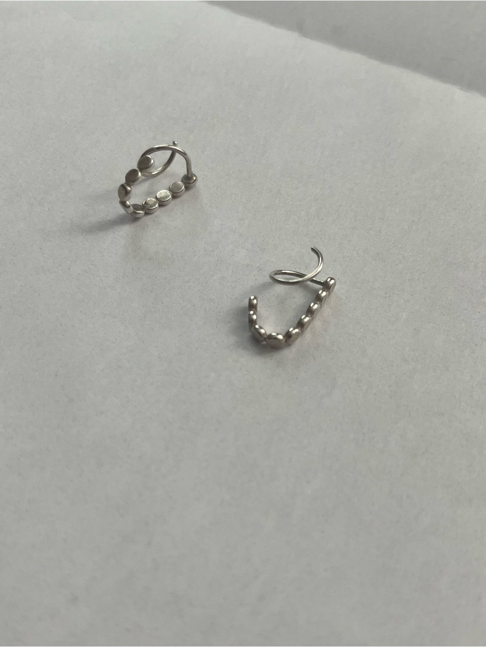 Sterling Silver Bead Double Hoop Earrings - Women Jewelry - Picture 4 of 4